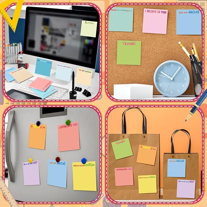 Yinder 24 Pcs Sticky Notes Gifts Bulk,Thank You,Elegant Color