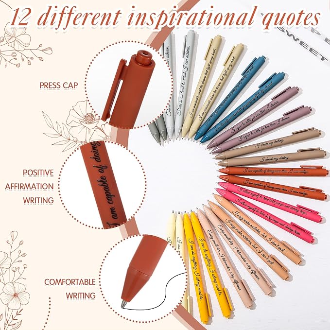 Mooliwe 72 Pcs Positive Affirmation Gift Set Gratitude Notebooks with Pens Small Bags Motivational Encouragement Notepads Daily Affirmations Journal for Women Stress Relief Self Care (Simple)