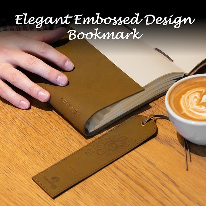 Sovereign-Gear Leather Journal Gift Set – Embossed Music Notes Design - Handmade Buffalo Leather Notebook with Pen & Bookmark - Vintage 8x6” Unlined Writing Journal for Men & Women in Premium Gift Box
