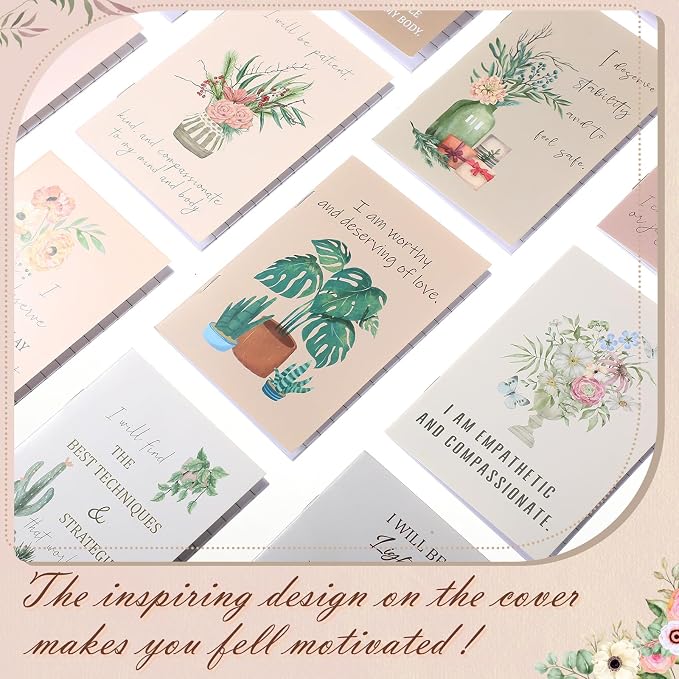 Tatuo 24 Pcs Positive Affirmation Notebooks for Women Botanical Inspirational Notebook Small Motivational Notepad Plant Aesthetic Self Care Diary for Student Teacher Coworker Back to School Supplies