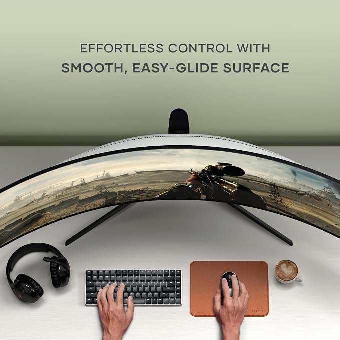 Satechi Vegan-Leather Mouse Pad, Ergonomic, Reversible, Scratch and Water Resistant, Easy to Clean, for Office and Home, 9.8" x 7.5" x 0.14" - Brown