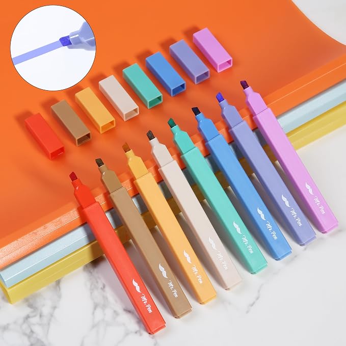 Mr. Pen- Aesthetic Highlighters No Bleed, 8 Pack, Assorted Colors | Chisel Tip, Cute Highlighters Assorted Colors for Journaling, Highlighting, Underlining, Fast Dry, Back to School Supplies