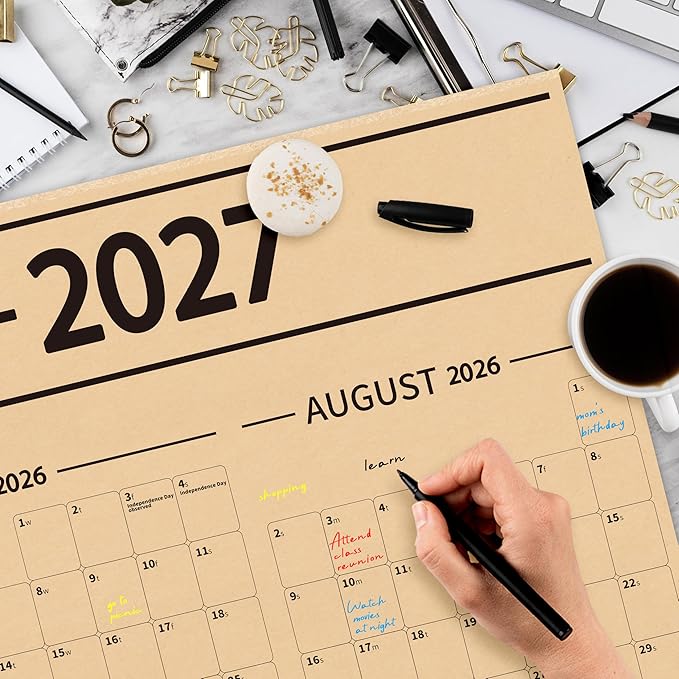 GuassLee Large Yearly Wall Calendar 2026-2027, Full Year Calendar One Page, Jun 2026- May -2027, Annual Wall Calendar 2027, 24"X 48" 12-Month Calendar Wall with Stickers
