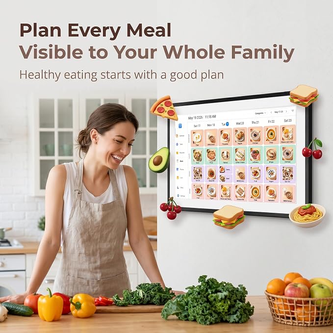 LOOFII 15.6 Inch Smart Digital Calendar – 1920×1080 Full HD Touchscreen Calendar & Family Planner with Chore Chart & Meal Planner, Wall-Mountable (Black White)