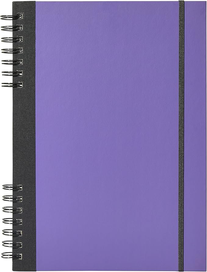 Daler Rowney Cachet Lightly Textured 250gsm A4 Mixed Media Portrait Hardback Artbook, Elastic Closure, Amethyst Cover, 30 Sheets, Ideal for Professional Artists & Students
