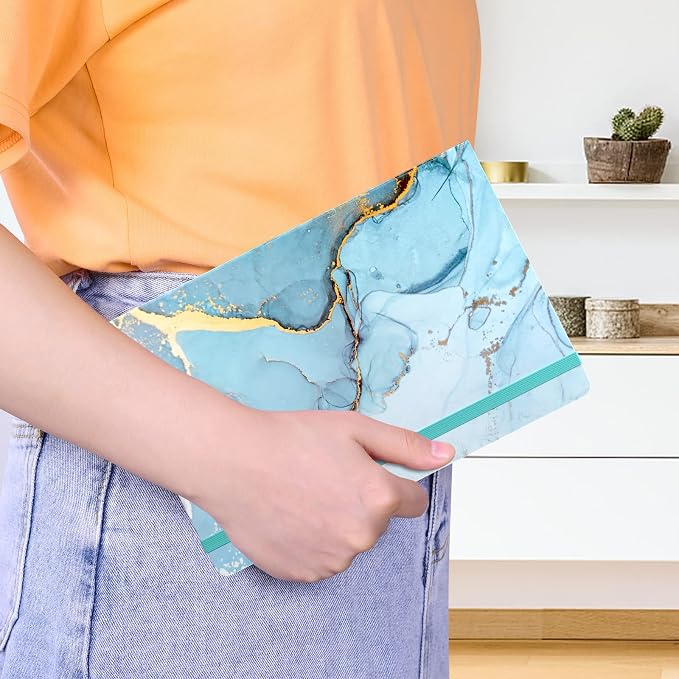 Lined Journal Notebook, Marble Hardcover Journal for Women, Medium 5.7 x 8.4 in, 160 Pages Thick Paper, Cute Aesthetic A5 College Ruled Notebook for Journaling Writing Work Office School, Blue