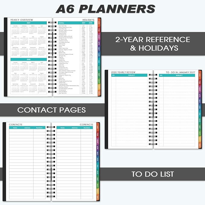 2027 Pocket Calendar/Planner - Weekly & Monthly Pocket Planner for Purse, Jan. 2027 - Dec. 2027, 6.8" x 4.1", Strong Twin - Wire Binding, Plastic Cover