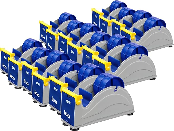 ICO by Excell Twin Premium Wide Metal Multi-Roll Desktop Tape Dispenser, ET-12271, 2 inch Wide, 3 inch Core, Pack of 16