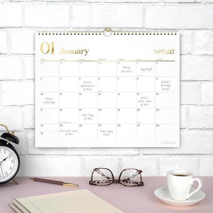 Mead Cambridge 2027 Wall Calendar, Monthly, 15" x 12" Planner, WorkStyle, White (1606-707-27)