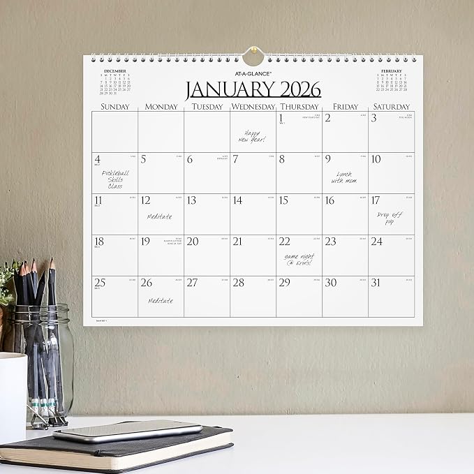 AT-A-GLANCE 2026 Wall Calendar, Monthly, 15" x 12", Medium, Business (997-1-26)