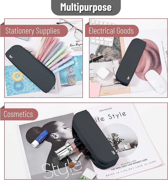 Mr. Pen- Silicone Pencil Case, Aesthetic Pencil Bag for Women, Makeup Pouch | Multifunctional Pouch for Stationery, Cosmetics and Electrical Goods Storage
