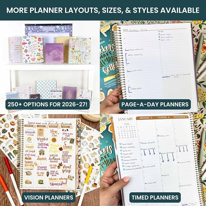bloom daily planners 2026-2027 Planner - Academic Year (July 2026 - July 2027) Monthly & Weekly Soft Cover Planner for Women - 13 Month Calendar Agenda Book with Stickers - 5.5" x 8.25" - Garden Party, Beige