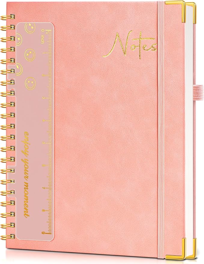Blank Spiral Notebook Journal 8.5” x 11”, A4 Large Hardcover Sketch Book for Women Men, 100 GSM Blank Paper Drawing Notebook, Spiral Bound Sketchbook for Sketching School Work Note Taking, Pink