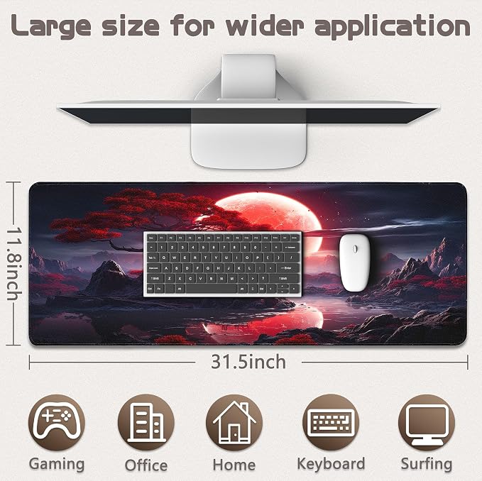 Gaming Mouse Pad - (31.5"×11.8") Japanese Anime Large Mouse Pads for Desk - Desk Mat for Keyboard and Mouse with Non-Slip Base, Desks Pad Matfor Game/Office & Home