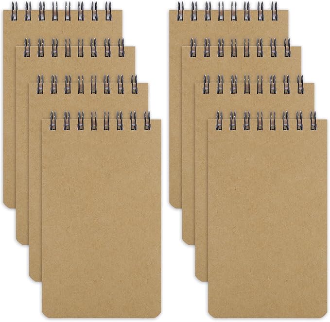 Thboxes 8 Pack Pocket Notebook, 3x5 Small Spiral Notebooks with 60 Sheets/120 Lined Pages Small Notebook Spiral Notepads Mini Note Pads Notebooks for School Office (Brown)