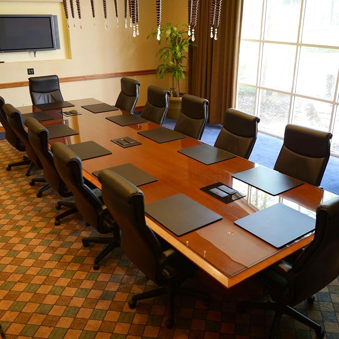 Dacasso Classic Black Leather 20" x 16" Luxury Conference Table Pad - Leather Desk Blotter for Writing - Boardroom Organization & Executive Desk Decor
