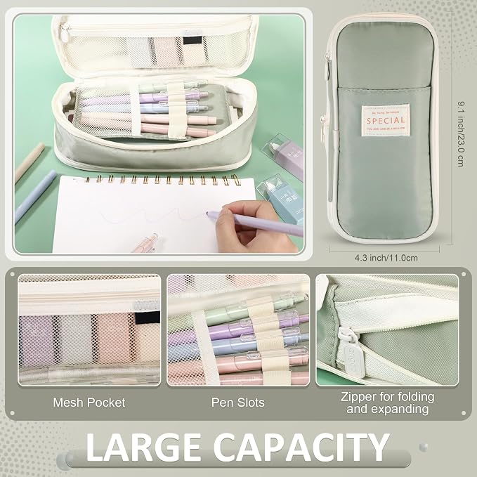 38 Pcs Aesthetic Office Supplies with Pen Case Sticky Notes Gel Pens Highlighters Correction Tapes Stationery Kit for Office Work Coworkers(Morandi Color,Cute)