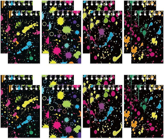 24 Pcs Mini Neon Notepads Glow Party Theme Small Notepads Glow Party Spiral Pocket Notebook Fun Coil Mini Notepad Neon Birthday Party Supplies 4 Styles