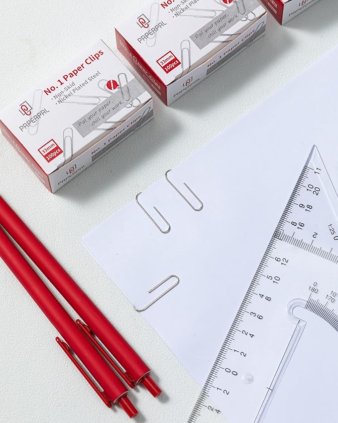 PAPERPAL Paperclips for Office School & Personal Use, #1 Nonskid Paper Clip (1-2/7"), 2000 Medium Paper Clips (20 Boxes of 100 Each), Silver | Value bulk pack of 2,000 medium non-skid paper clips for offices, schools and businesses, packed in 20 boxes ...