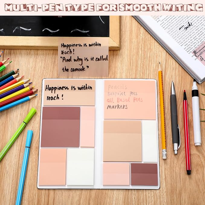 Thenshop 600 Sheets Clear Sticky Notes Transparent Sticky Notes Set Tabs Bible Study Supplies Reusable Divider Tabs for Journaling Notebook Planner Book Office Back to School Supplies