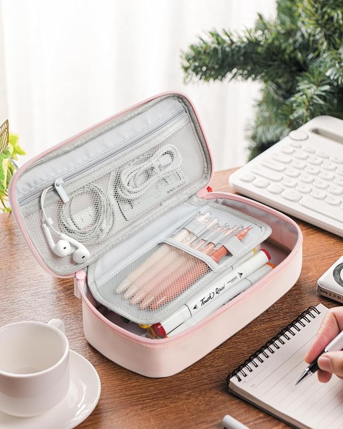 YOKUMA Pencil Case,Large Capacity Pencil Pouch,Aesthetic Zipper Pencil Box, Back to School Supplies for College Student Teen Adults,Travel Essentials,Electronic Cable Organize