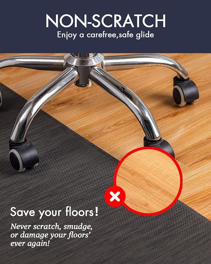 BARoyal Office Chair Mat for Hardwood Floor Under Desk Computer Rolling Chair Mat for Wood/Tile Floor Non-Slip Heavy Duty Desk Rug PVC Plastic Hard Floor Protector 48"x 48" (Espresso)