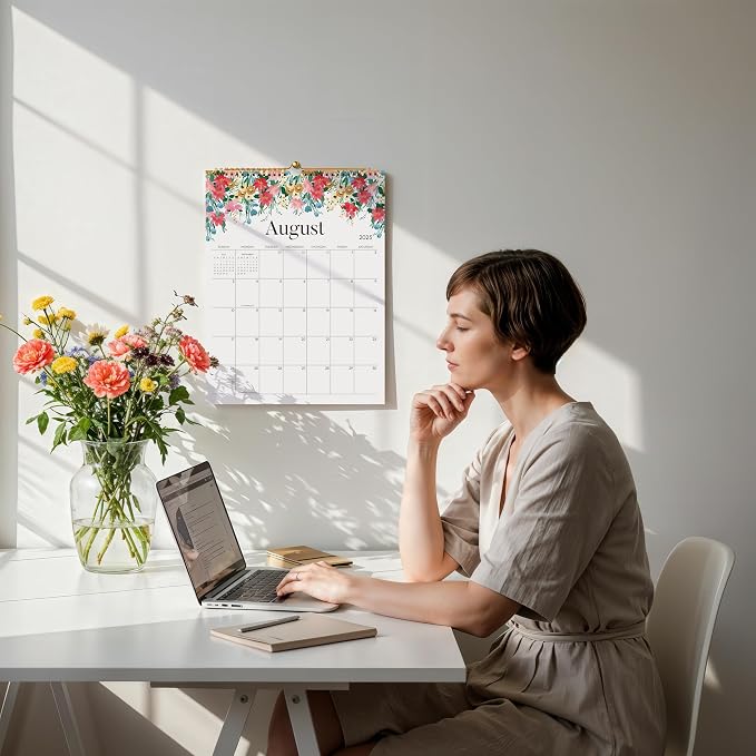Wall Calendar 2026–2027, Jokotha 18 Monthly Calendar from January 2026 to June 2027, 12"x15", Hanging Hook, Twin-Wire Binding, Floral Design Calendar for Easy Organizing