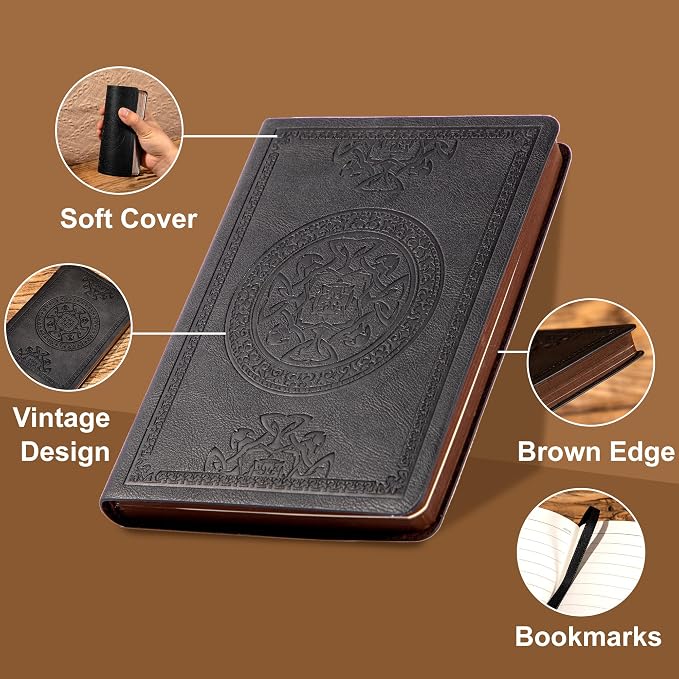 CAGIE 3 Pack Small Notebook for Men Soft Cover Pocket Notebook Leather Journals for Writing, 672 Lined Pages Mini Notebooks for Work 3x5, A6 Little Notebook, Black Brown Blue