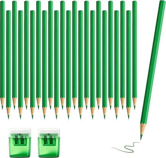24 Piece Green Colored Pencils Set with Sharpener, Pre-Sharpened Professional Wooden Art Pencils for Artists Drawing and Sketching, Premium Colored Tone Supplies Delivering Detailed Painting(Green)