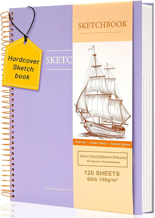 Yoment Sketch Book 9" x 12"： Spiral Bound Sketchbook for Kids Teens Adults Artists Beginners, School Supplies Art Supplies,240 Pages (68lb/100gsm) Premium Drawing Pad for Sketching Writing Painting