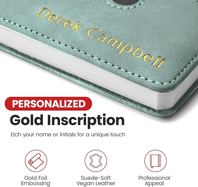 Promot Personalized Notebook - A5 Lined Leather PU Journal (Sky Blue) | Premium Leather-Look Cover, Smooth Lined Writing Pages, Durable Everyday Design, Elegant Professional Appearance