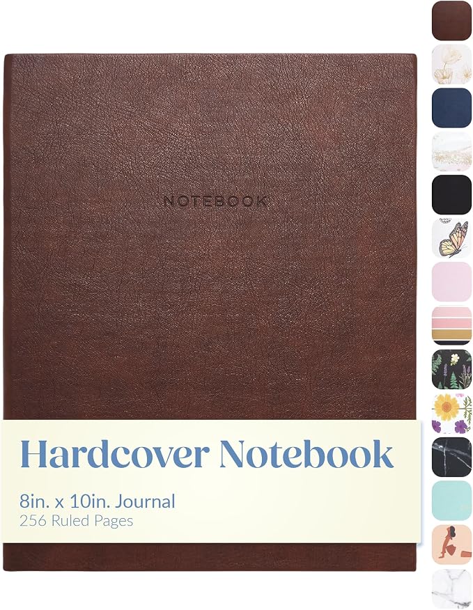 WORLD TRAVELER Large Lined Journal Notebook 256 Ruled White & Ivory Pages | Lay-Flat Binding, Gilded Page Edges Resist Wear, Reinforced Square Corners, Bleed-Resistant Smooth Paper
