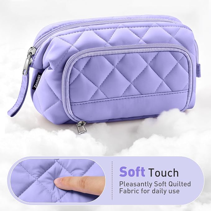 Zannaki Soft Quilted Large Pencil Pouch Organizer with Wide Opening for Boys Girls Teens - Extra Big Capacity Pen Pencil Bag with Zipper, Portable Pencil Case Box for School, College, Cosmetic Gift