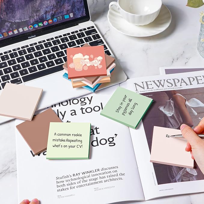 (18 Pack) Sticky Notes 3x3 in Post, Vintage Colors, Sticky Pads, Strong Adhesive, Recyclable, Self-Stick Pads, Easy to Post for Home, Office, Notebook