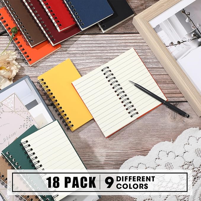 Jutom 18 Pcs Small Spiral Notebooks Memo Pads 3x5 Bulk Small Pocket Notepads Back to School Supplies Mini Notebook with Lined Mini Journals for Office & Work, 120 Pages (Multi Color)