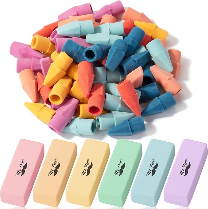 Mr. Pen- School Eraser Combination Set, 66 Pack, Colorful | Latex Free Erasers for School, Office, Art Sketching, Homework, Exams, Clean Smudge-Free Correction