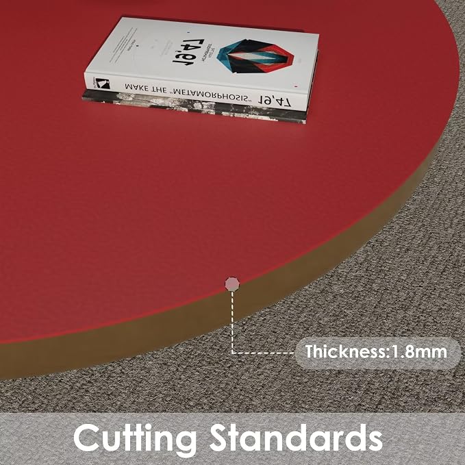 Round Table Cover - Can Be Used On Both Sides Waterproof and Easy to Clean Good Flatness Used for Dining Table(Black+Wine Red Dia.42Inch)