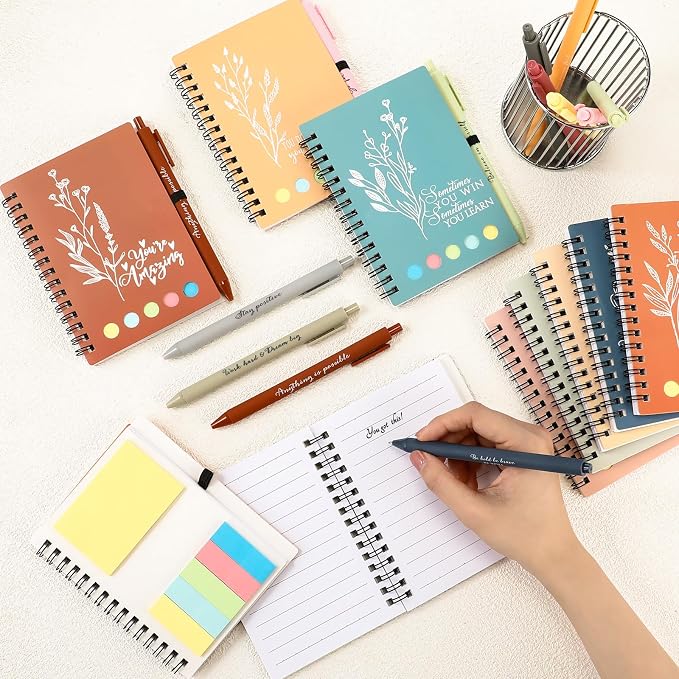 Tenceur 20 Set Mini Inspirational Notebook Back to School Motivational Pen Bulk Teacher Gift Small Pocket Journals Notepad Employee Appreciation Gift for Coworker Office (Bright Colors)