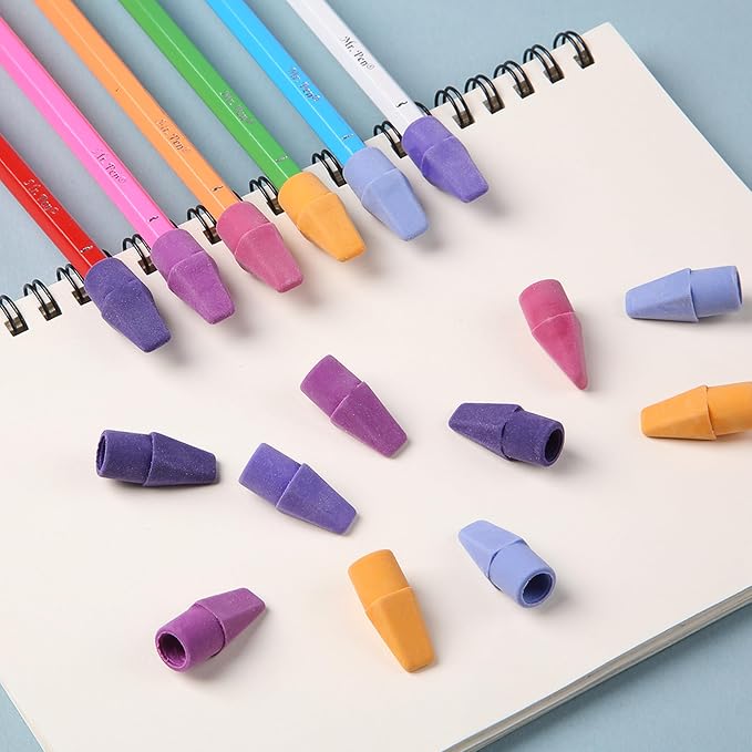 Mr. Pen- Pencil Top Erasers, 120 Pack, 6 Different Twilight Pulse Colors | Latex-Free & No Smudge Pencil Eraser Tops