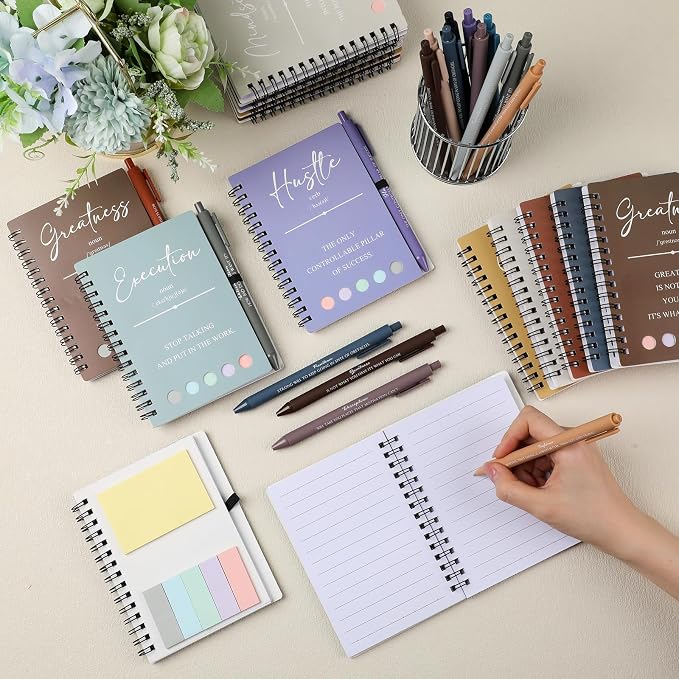 40 Pcs Motivational Inspirational Notebook Bulk with Notes Pen,Morandi | Back to School Spiral Notebooks Inspirational Motivational Appreciation Gift for Students Teacher Employee Team Coworker