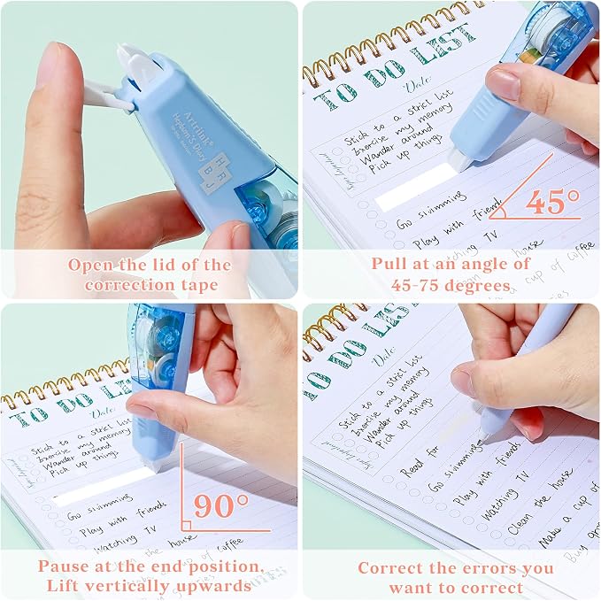 Temiary 3 Pcs Correction Tapes with 3 Pcs Refills, White Wrong Out Tape