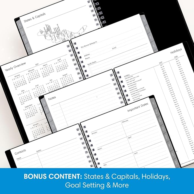 Blue Sky 2027 Weekly & Monthly Planner Notes, 5.875"x8.625", Enterprise | January 2027 - December 2027, Flexible Cover, Wirebound, 30 Extra Notes Sheets, Laminated Tabs