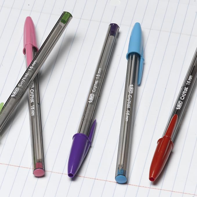 BIC Cristal Xtra Bold Ballpoint Pens, Bold Point (1.6 mm), School Supplies for Color-Coded Notes, 24-Count Pack in Assorted Colors