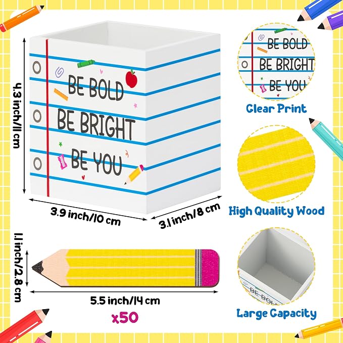 CJiangpo 51Pcs Pencil Flip Name Sticks with Holder Back to School Supplies | Classroom Talking Flip Name Sticks, Teacher Essentials Student Management, Educational and Learning Activities Grouping Tool