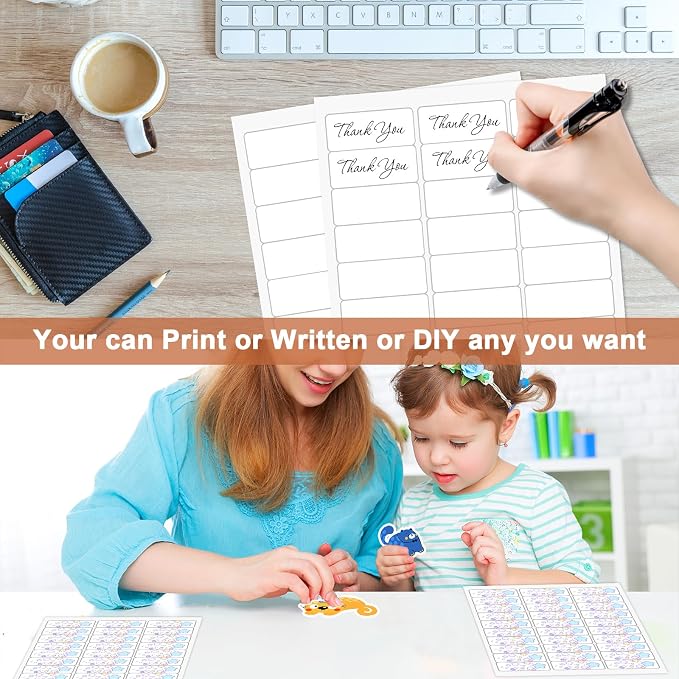 1" x 2 5/8" (1000 Sheets) Address Labels Sticker Paper for Laser/Ink Jet Printer, Printable and Writable White Sticker Label- Matte, 30 per Page Label (Total 30000 Labels)