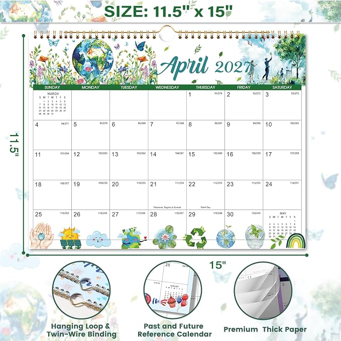 Calendar 2026-2027 - Wall Calendar 2026-2027, Jul 2026 - Dec 2027 | Large Wall Calendar 26-27, 15"" x 11.5"", 18 Months Calendar July with Hanging Loop, Perfect Wall Calendars for Organizing