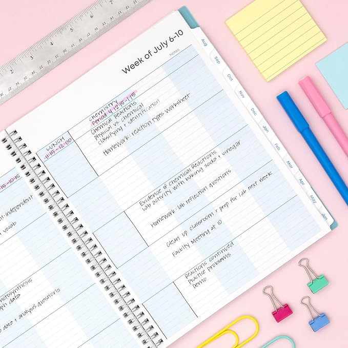 Blue Sky 2026-2027 Weekly & Monthly Academic Planner, 8.5"x11", Dots | July 2026 - June 2027, Clear Pocket Cover, Wirebound, Laminated Tabs, Storage Pocket, Academic Year, Teacher Lesson Planner