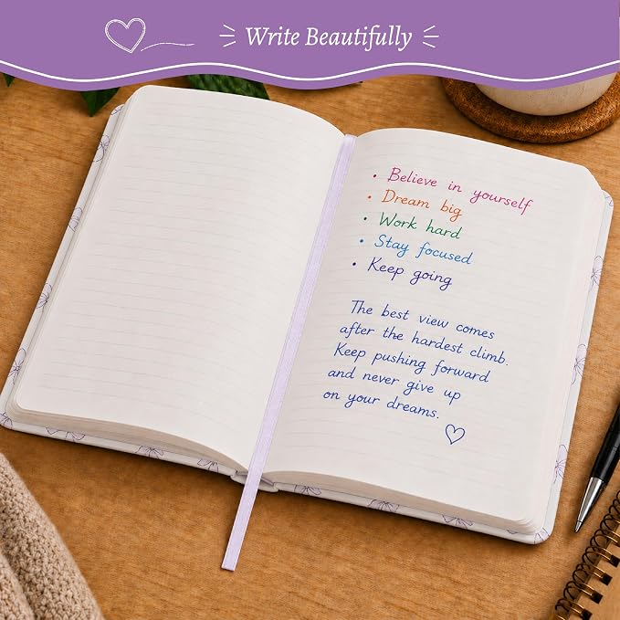 WORLD TRAVELER Eccolo A5 Hardbound Journal Notebook 256 Ivory Lined Pages | Sturdy Flexible Hardcover, 80GSM Acid-Free Ivory Pages, Smyth-Sewn Lay-Flat Binding, Ribbon Bookmark