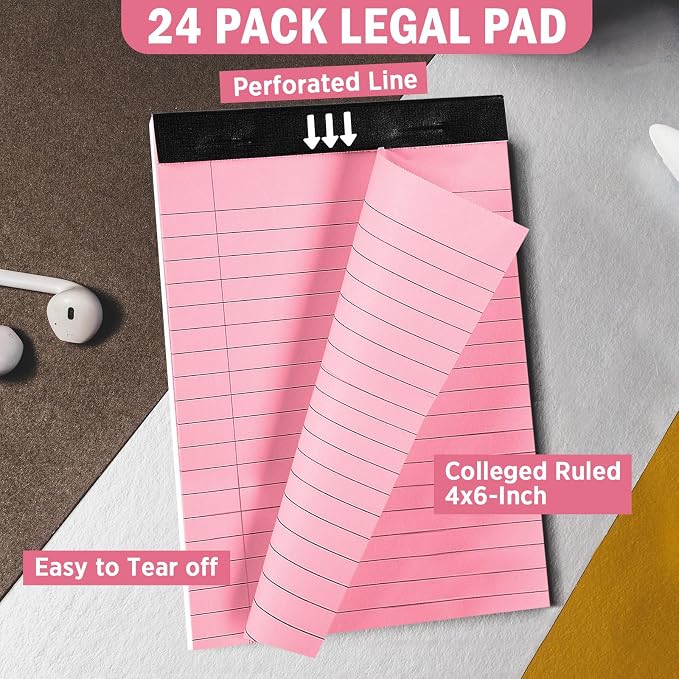 gisgfim 12 PCS 4" x 6" Small Legal Pad College Ruled Lined Mini Legal Pad 80 GSM Colorful Law Memo Pads 30 Sheets Memo & Scratch Pads for Home Office School Work Business To Do List Grocery List