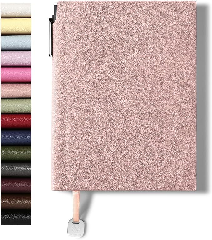 Lined Journal Notebook for Women A5 Softcover PU Leather Journals for Writing 160 Pages Daily Journaling College Ruled Notebooks for Work School Note Taking, Business 6.38'' X 8.28'' Pink